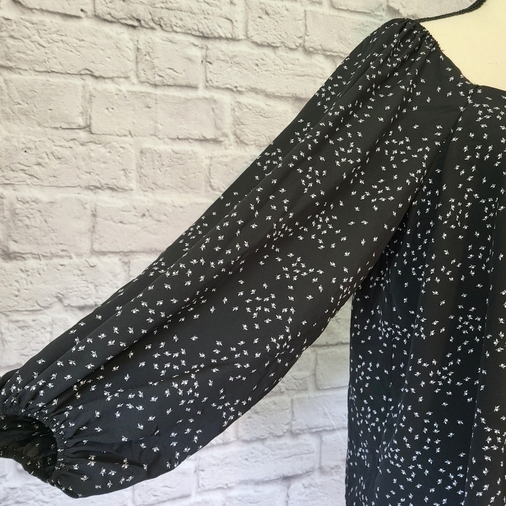 Target A New Day black white floral print long sleeve square neckline top sz XL - Picture 5 of 10